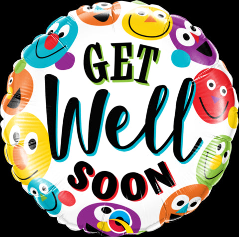 18" ROUND FOIL GET WELL SOON SMILEYS